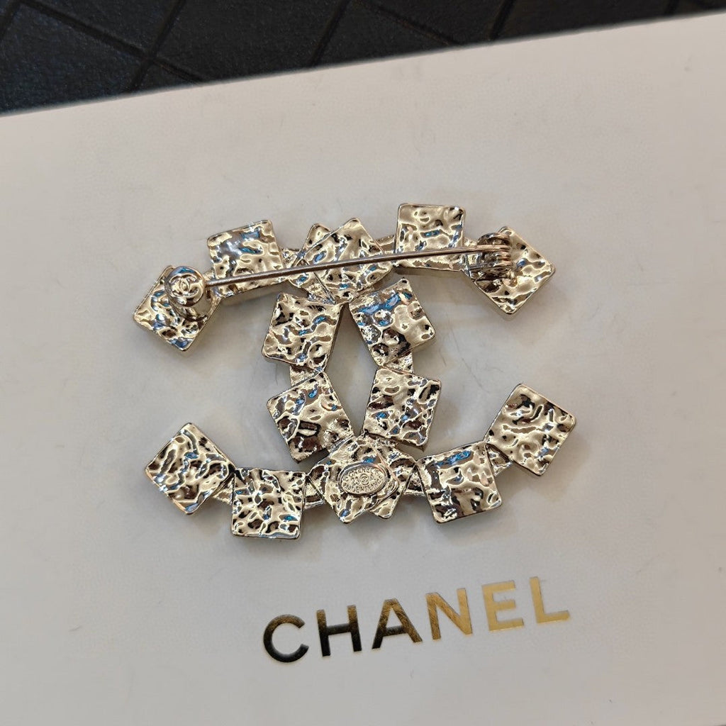Chanel Black Crystals 18K Gold Brooch