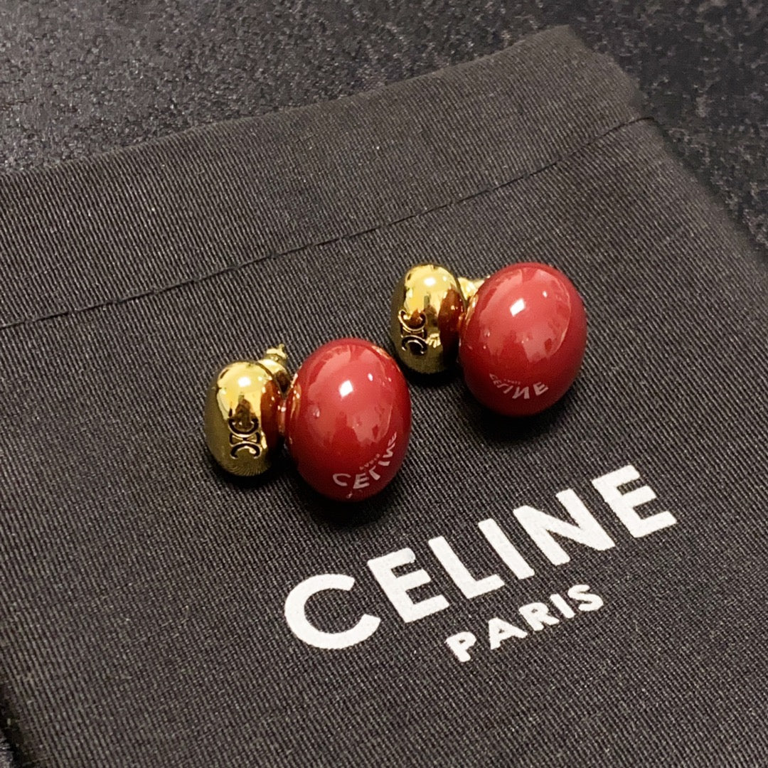 Celine Red 18K Gold Earrings