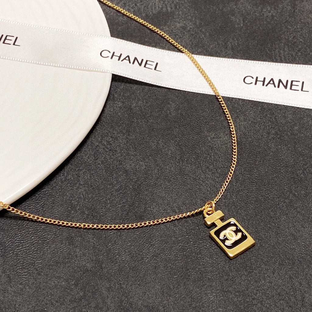 Chanel Perfume Bottle 18K Gold Necklace