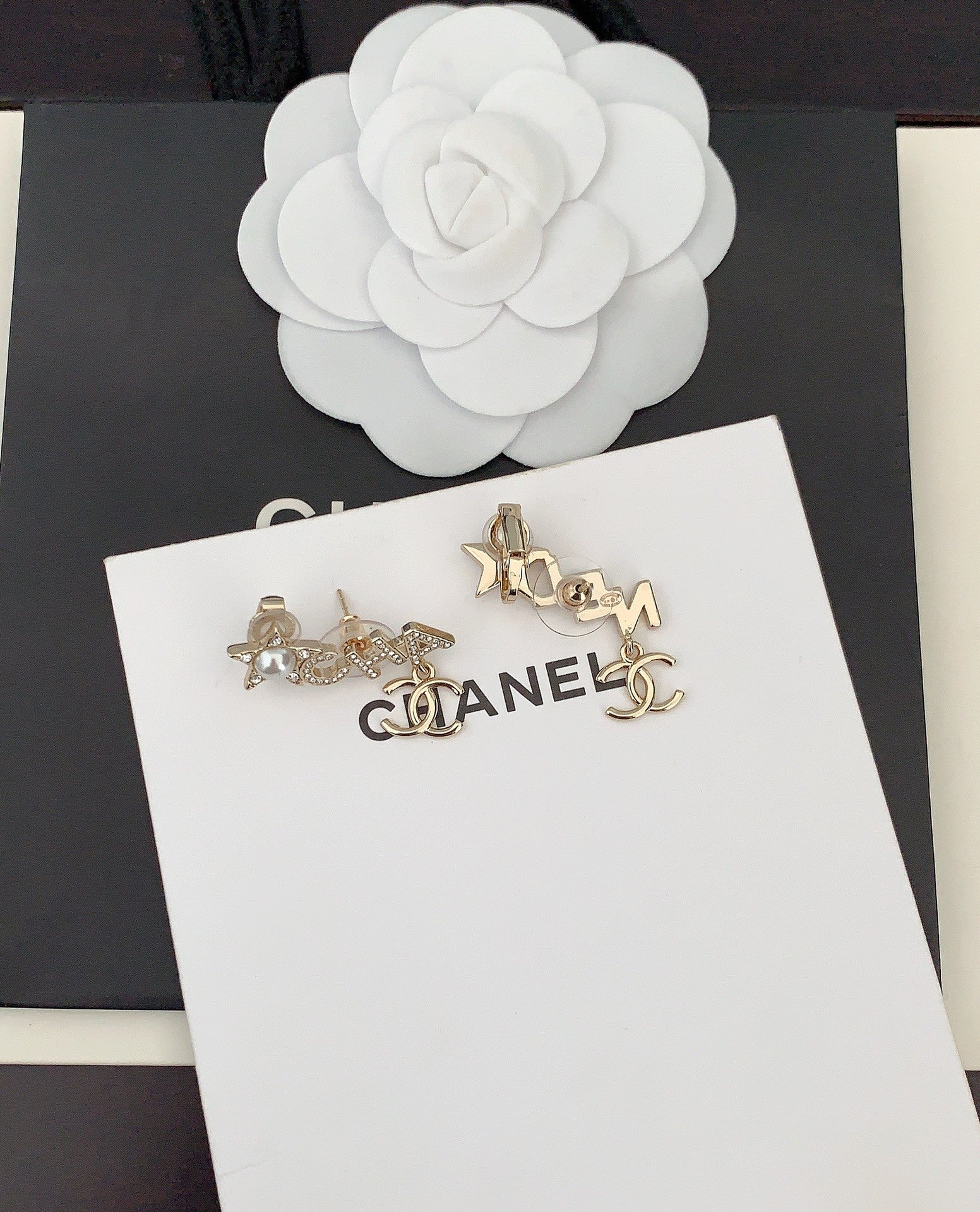 Chanel Script Diamonds 18K Gold Earrings