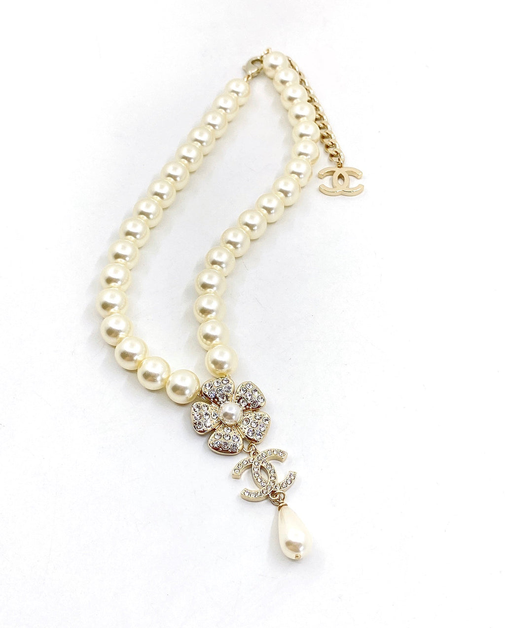 Chanel Pearls Chain Choker 18K Gold Necklace