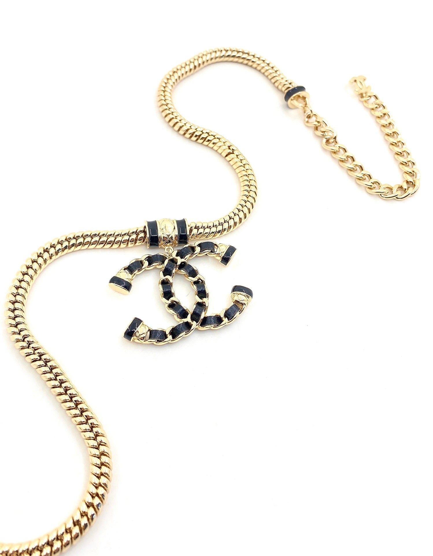 Chanel Leather Chain 18K Gold Necklace