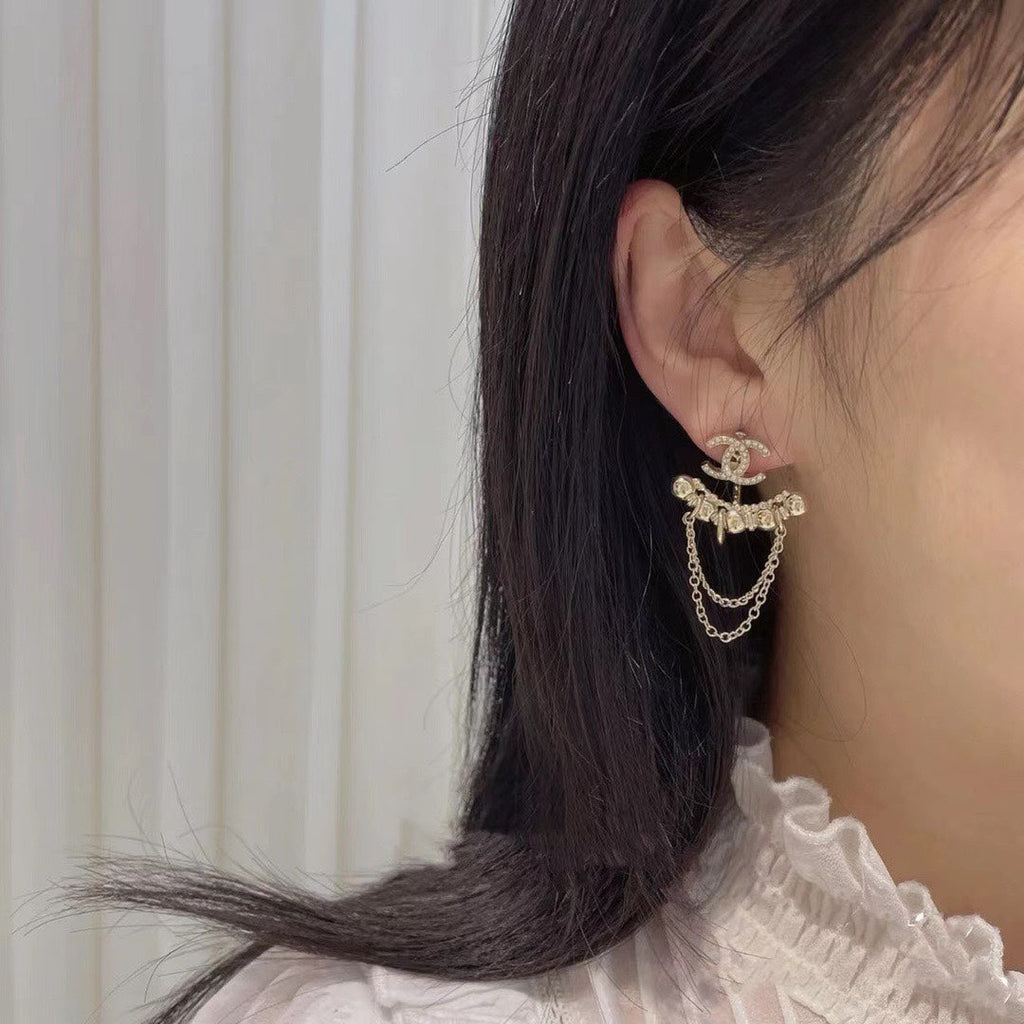 Chanel Chain 18K Gold Earrings