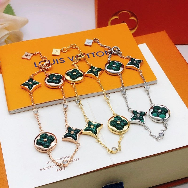 Louis Vuitton Blossom Green Flower 18K Gold Bracelet