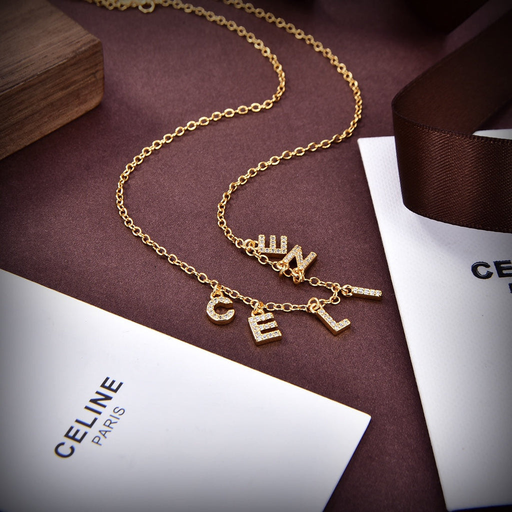 Celine Paris Strass Crystals 18K Gold Necklace