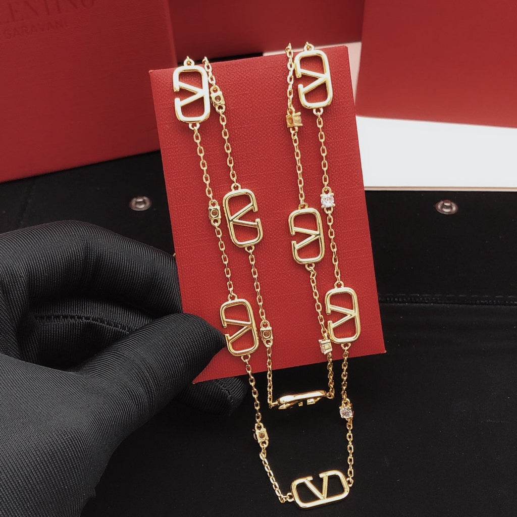 Valentino Long Diamonds 18K Gold Necklace