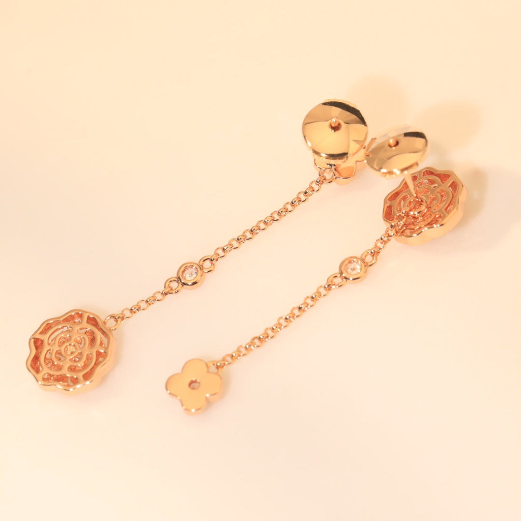 Chanel Camellia 18K Gold Earrings
