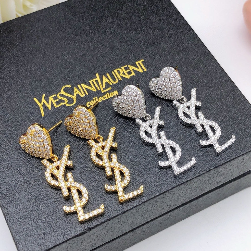 YSL Heart Diamonds 18K Gold Earrings