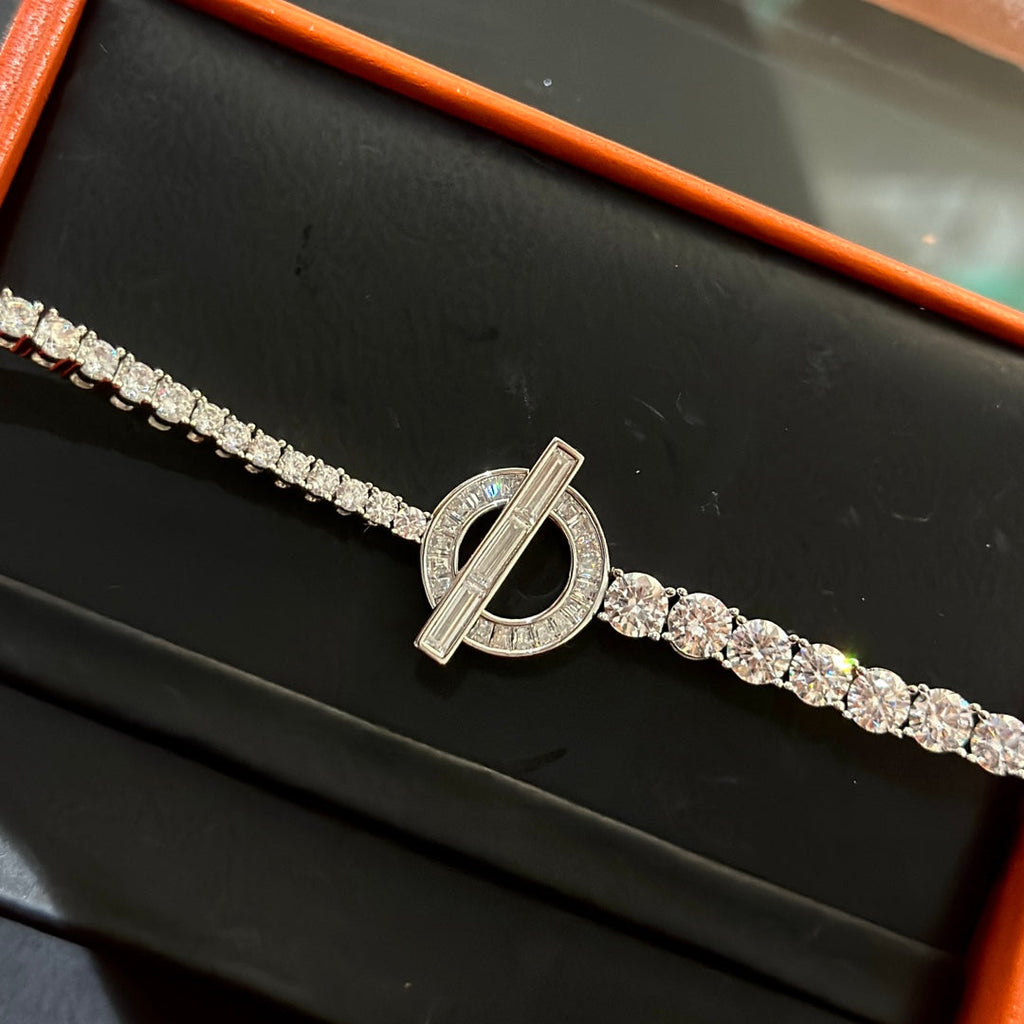 Hermes Finesse Link Diamond 18K Gold Bracelet