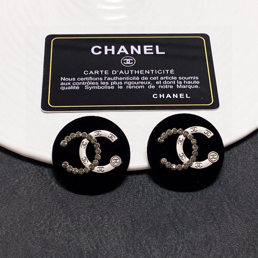 Chanel Black Resin Crystals 18K Gold Earrings