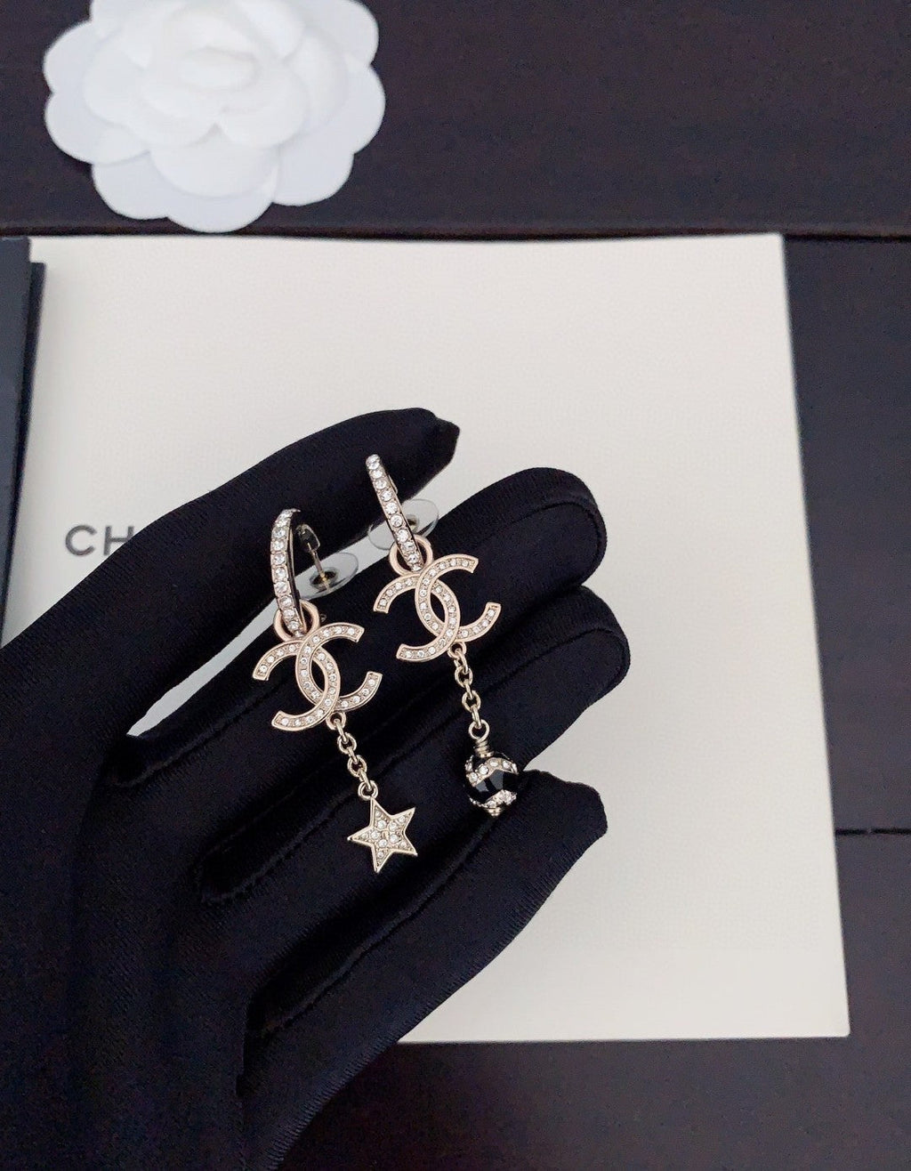 Chanel Pearl Long Pendant 18K Gold Earrings