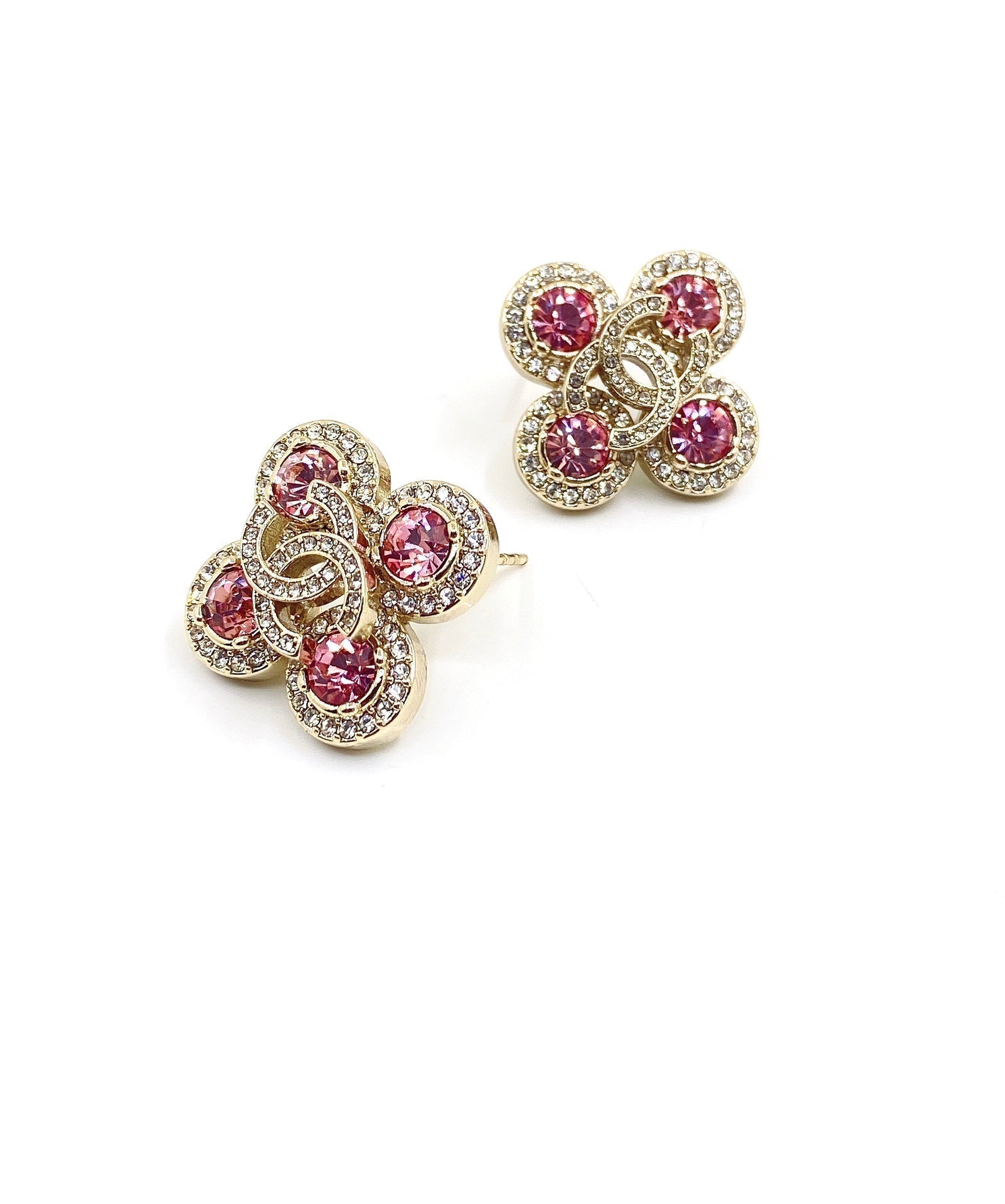 Chanel Pink Diamonds 18K Gold Earrings