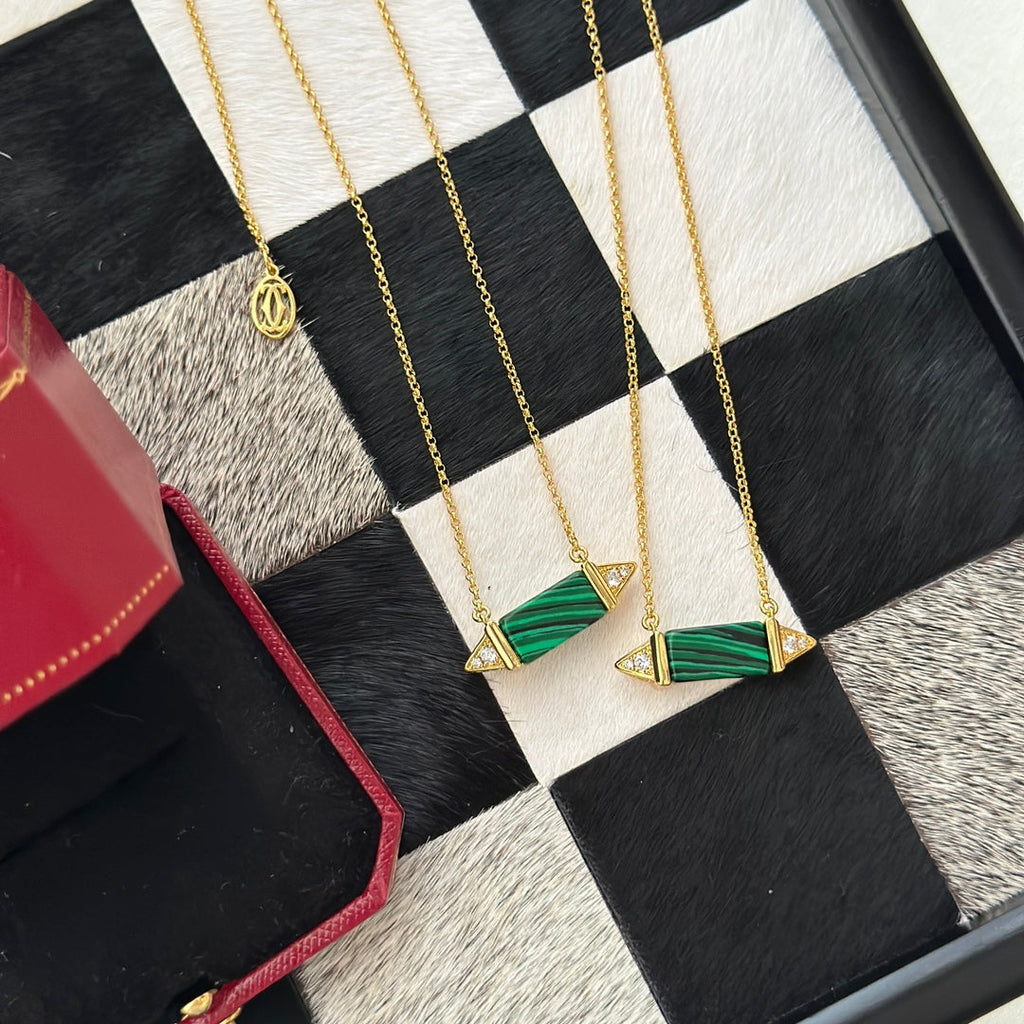 Les Berlingots De Malachite 18K Gold Necklace