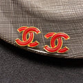 Chanel Red Resin 18K Gold Earrings