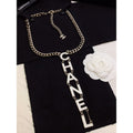 Chanel 22S Big White Logo 18K Gold Necklace