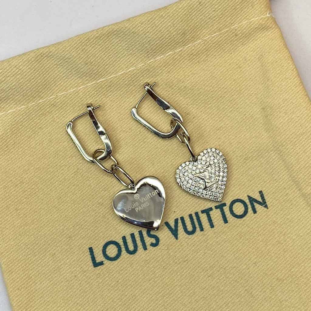 Louis Vuitton Diamond Heart 18K Gold Earrings