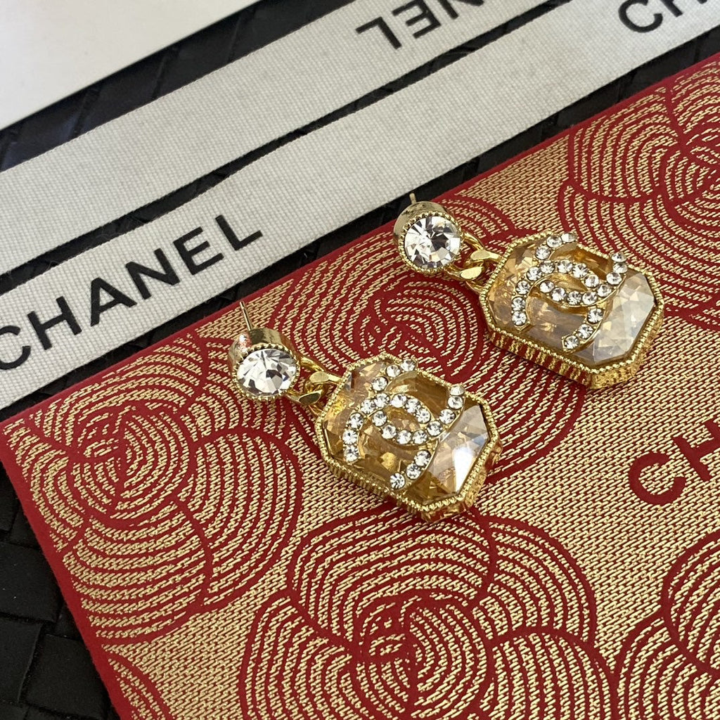 Chanel Crystals 18K Gold Earrings