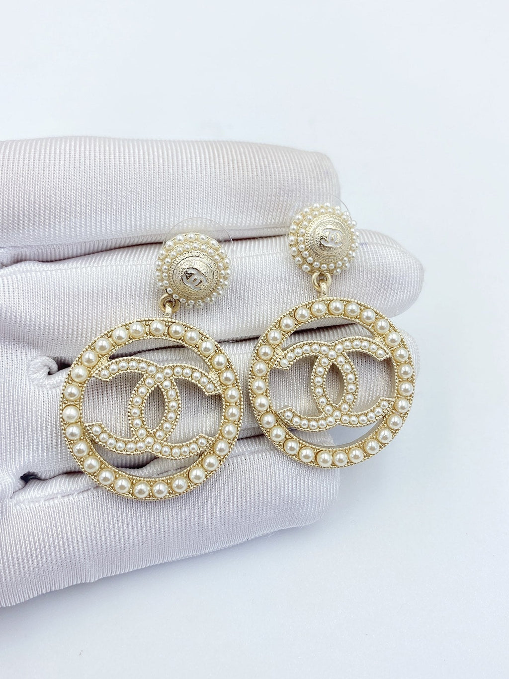 Chanel Pearl 18K Gold Earrings