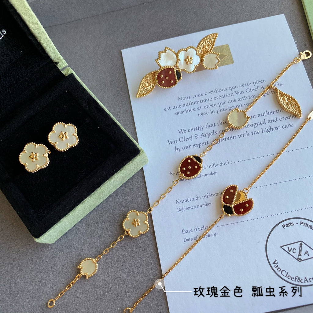 Lucky Spring Plum Blossom 18K Gold Earrings
