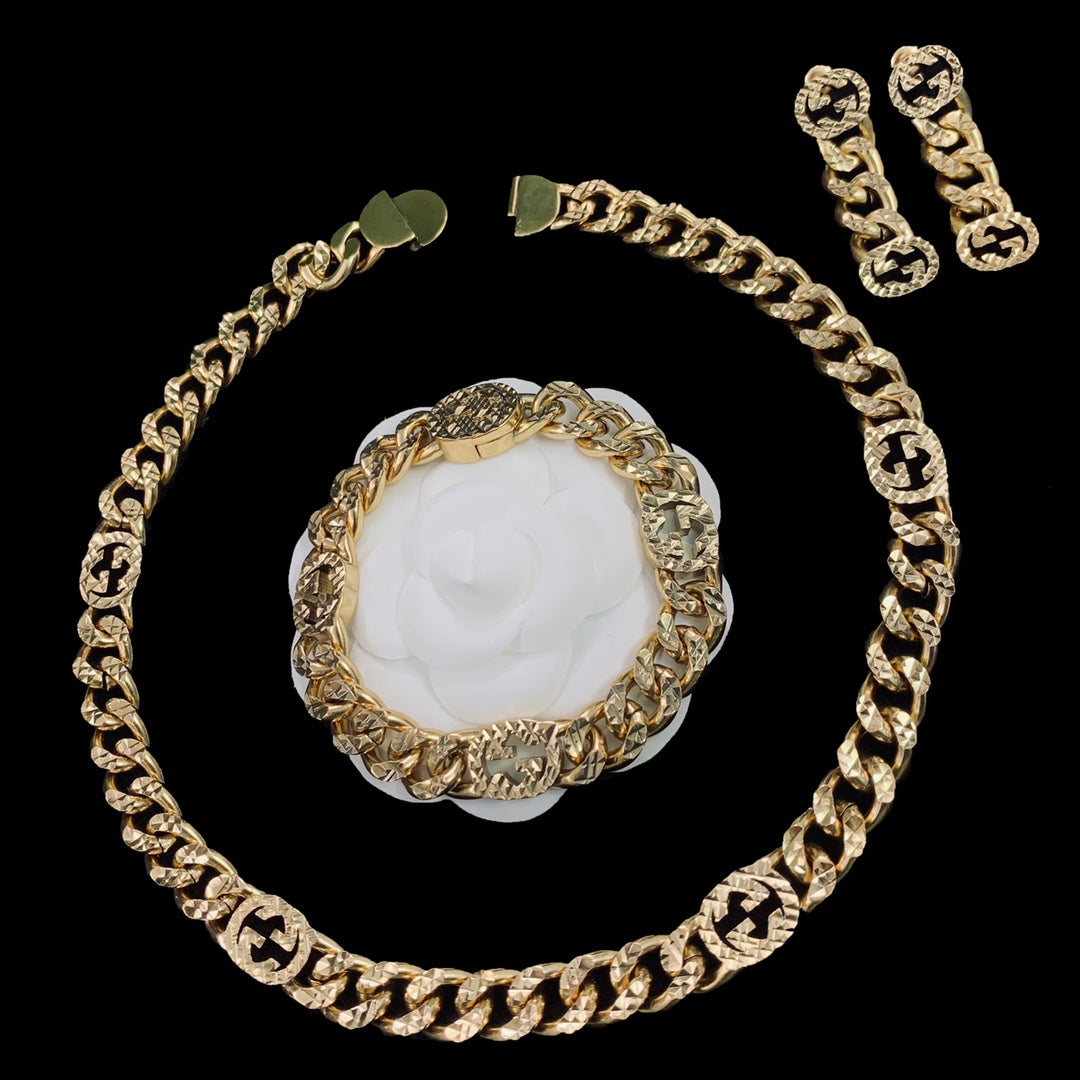 Gucci Double Chain 18K Gold Earrings